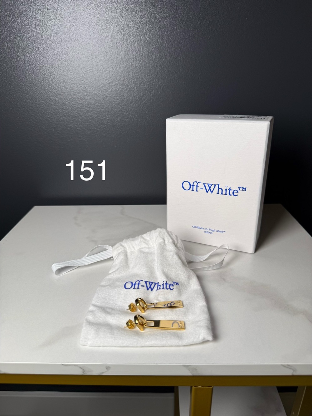 Off-White Gold Tone Logo Hair Barrettes